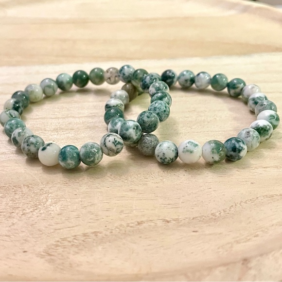 Tree Agate Beaded Bracelet 8mm - Picture 6 of 10